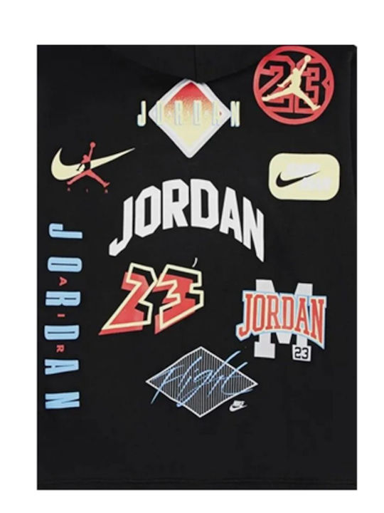 Fleece Lined Kids Sweatshirt With Hood And Pockets Black