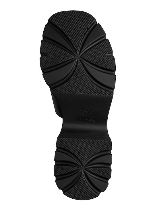 Leather Mules With Chunky High Heel In Black Colour