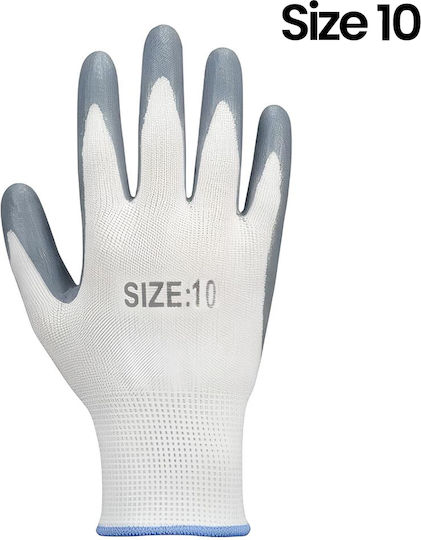 Avizar Protective Gloves Size 10 In Comfortable Durable Fabric White Gray