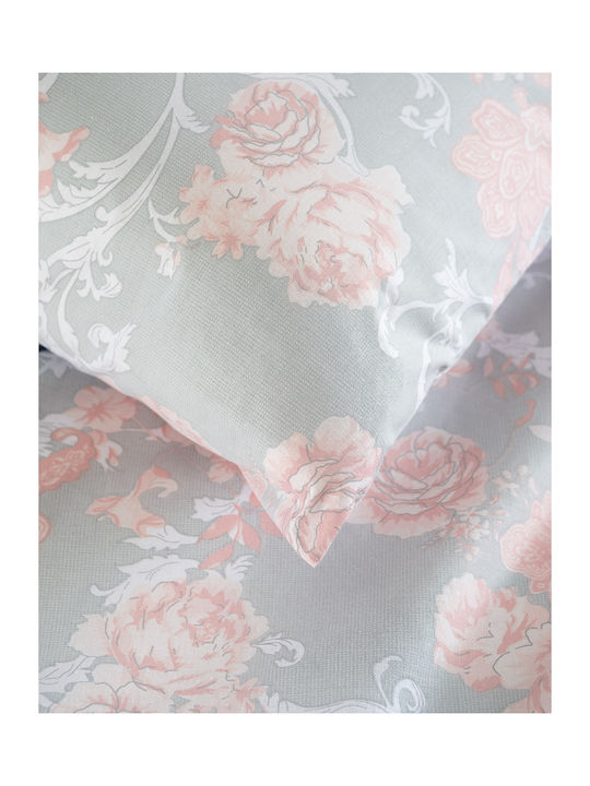 Rythmos Candince Bed Sheet Set with 2 Pillowcases King Size with Rubber Hugger 160x260+25cm Pink 3 Pieces