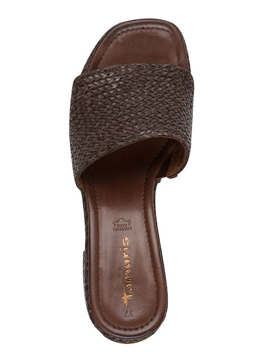 Mules With Chunky High Heel In Brown Colour