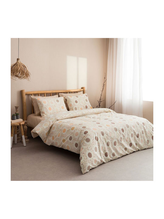 Vesta Home Amanda-1 Bed Sheets Set King Size 270x260cm Beige 4 Pieces