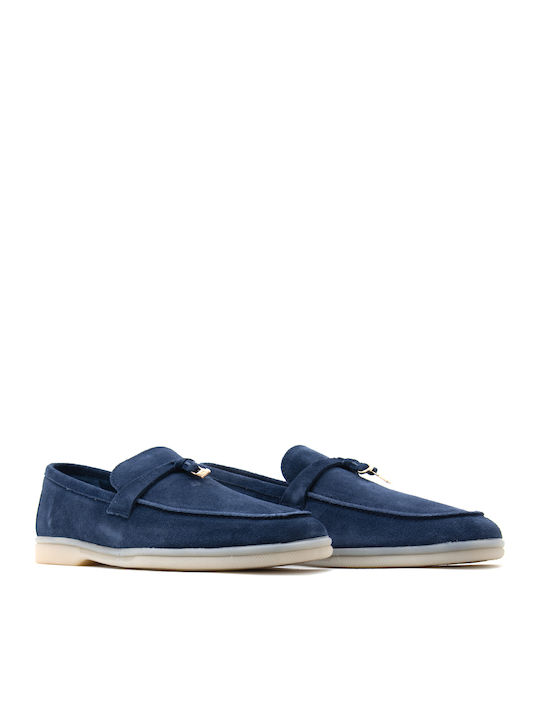 Δερμάτινα Γυναικεία Loafers σε Μπλε Χρώμα