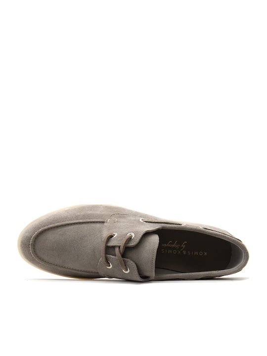 Leather Women's Boat Shoes in Gray Color