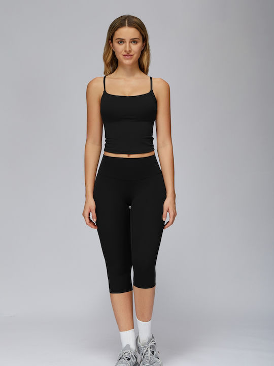 Γυναικείο Σετ με Cropped Κολάν Black