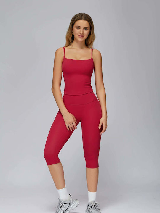 Women's Set with Cropped Leggings Red
