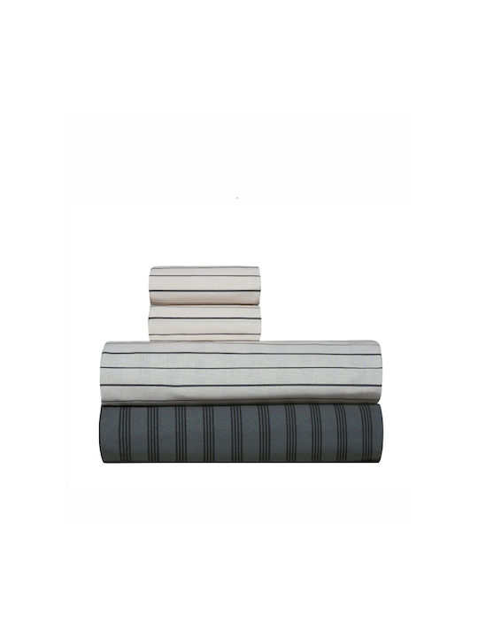Kentia Arlo Super-Double Bed Sheets Set with Rubber Hugger 160x200+35cm Gray 4 Pieces