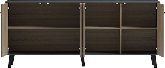 Sideboard Tuscany aus Massivholz Anthrazit 180x40x78,6cm