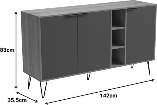 Buffet Balain from Wood & Metal Anthracite 142x35.5x83cm