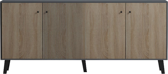 Sideboard Tuscany aus Massivholz Anthrazit 180x40x78,6cm