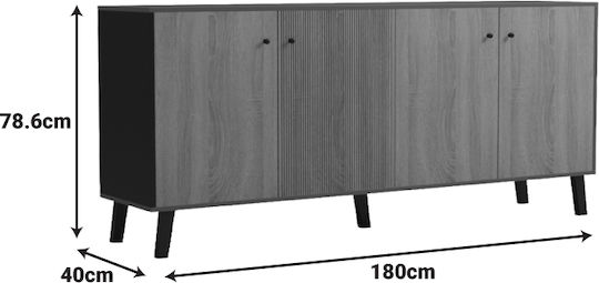 Sideboard Tuscany aus Massivholz Anthrazit 180x40x78,6cm