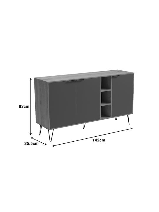 Bufet Balain din Lemn și Metal Gri 142x35.5x83cm