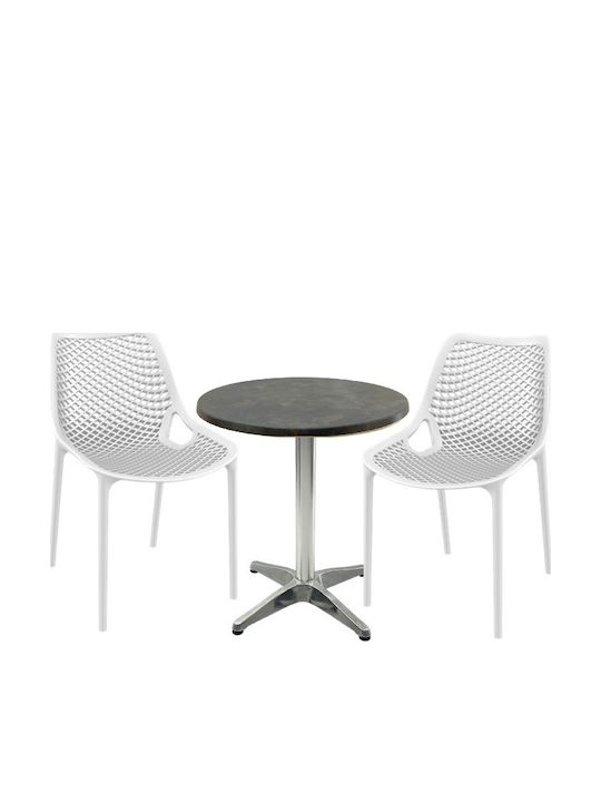Set Sala De Mese Pentru Spații Exterioare Mici Maple 3 Piese Albe