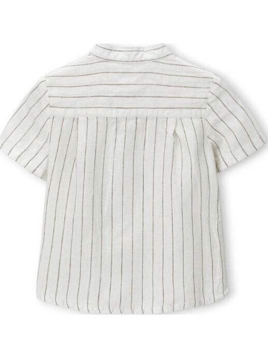 Kids Striped Short-Sleeved Linen White Shirt