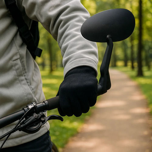 Oglindă Stânga Pentru Bicicletă Zola Montare Pe Ghidon Reglabilă Rotire Unghi Înclinare Acril 19 X 7 Cm Neagră