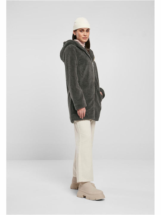 Damenmäntel Sherpa Braun Damenmantel mit Fell Details