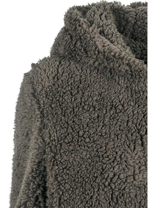 Damenmäntel Sherpa Braun Damenmantel mit Fell Details
