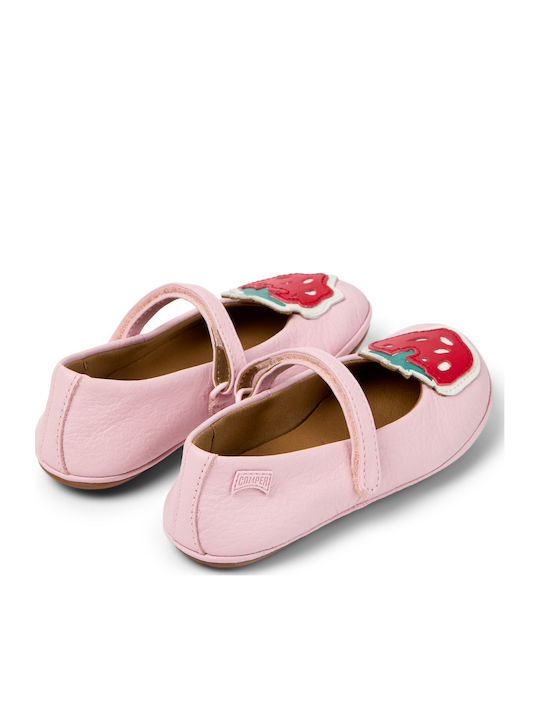 Kids Ballerinas with Hoop & Loop Closure Leather Pink Nina Nina