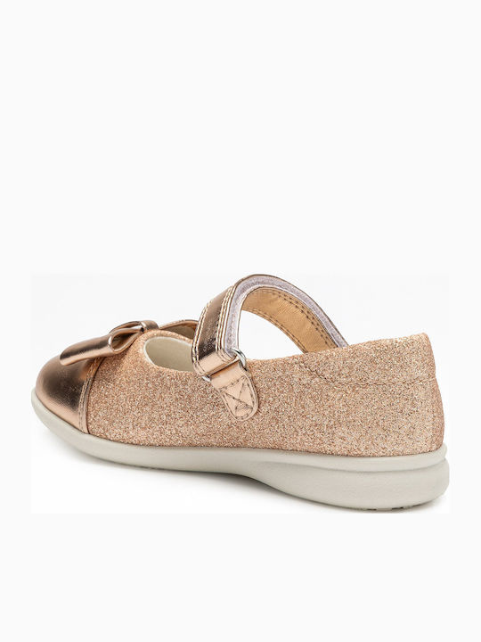 Kids Anatomic Ballerinas with Hoop & Loop Closure Leather Gold