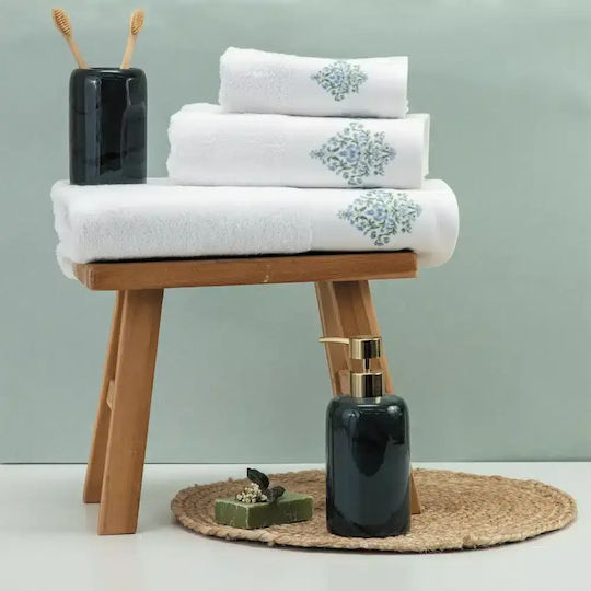 Borea Bath Towels Set 3 pcs Damask White