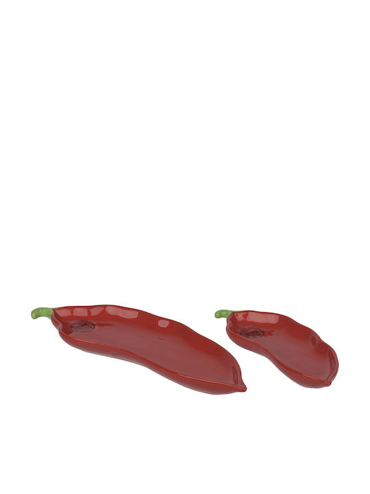 Kaemingk Ceramic Serving Platter Red 25.5x8.8cm 2 Pieces Kaemingk Ceramic Serving Platter Red 25.5x8.8cm 2 Pieces