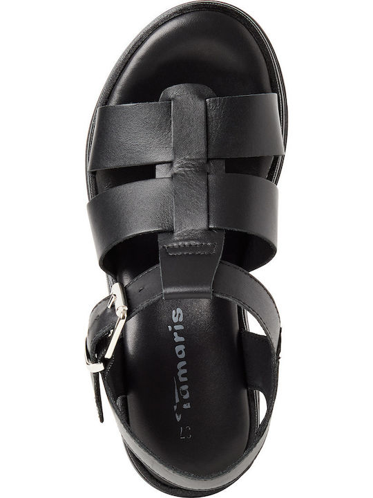 Damen Sandalen Aus Leder Schwarz