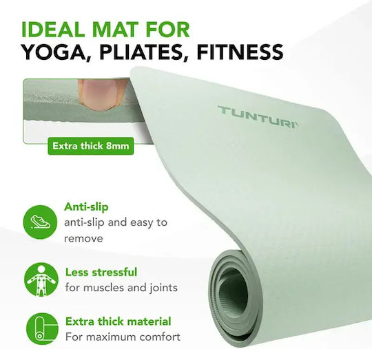 Tunturi Tunturi Trainingsmatte Pilates Grün mit Tragegurt (183x61cm)