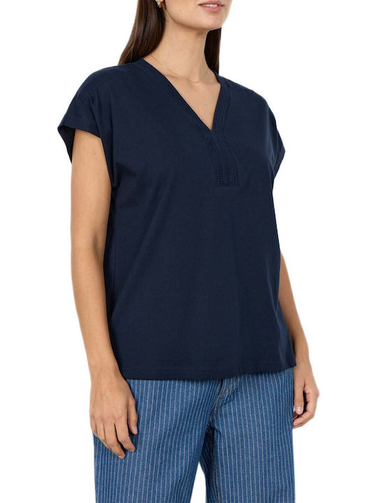 Women's Blouse with V-Neck Blue