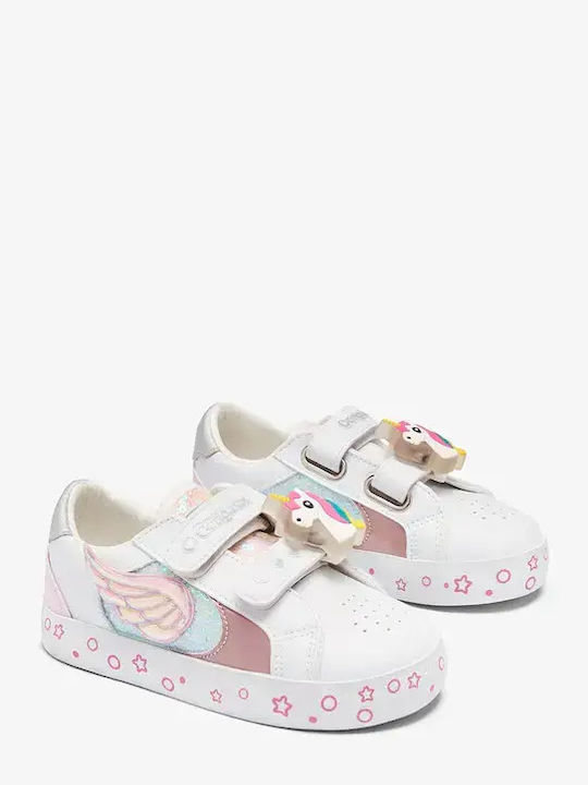 Kids Sneakers with Hoop & Loop Closure and White Lights