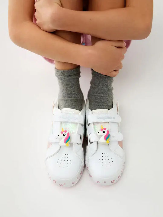 Kids Sneakers with Hoop & Loop Closure and White Lights