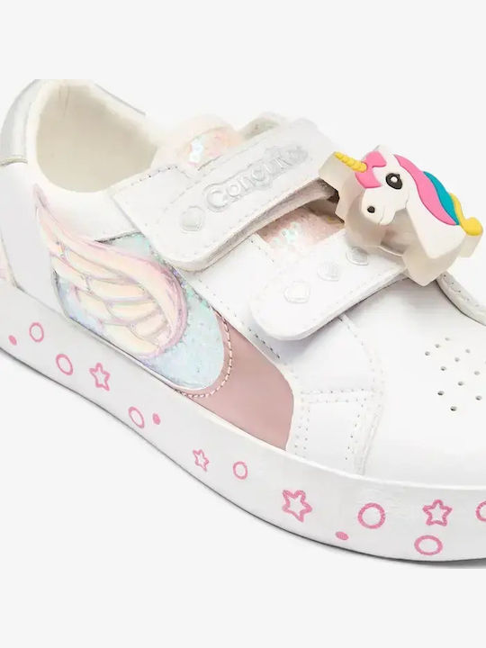Kids Sneakers with Hoop & Loop Closure and White Lights