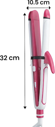 Avizar Drei-in-Eins Haarglätter Locken Styling Funktionen Weiß Pink