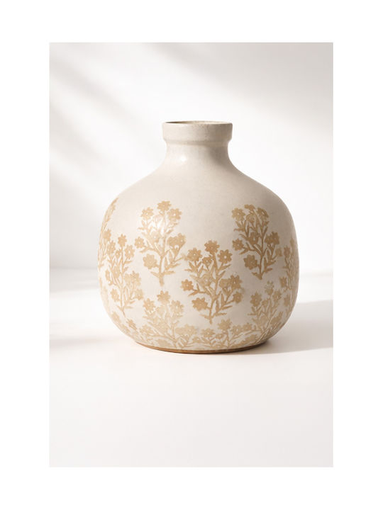 Kaemingk Decorative Ceramic Beige Vase 19x19xH21.5cm