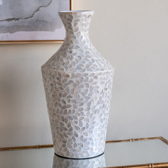 Artekko Διακοσμητικό Βάζο Μπαμπού Ivory Εκρού 25x25xΥ50cm