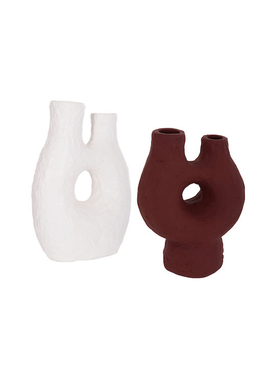 HomeMarkt Set Decorative Ceramic Vases Namentis Orange 2 Pieces