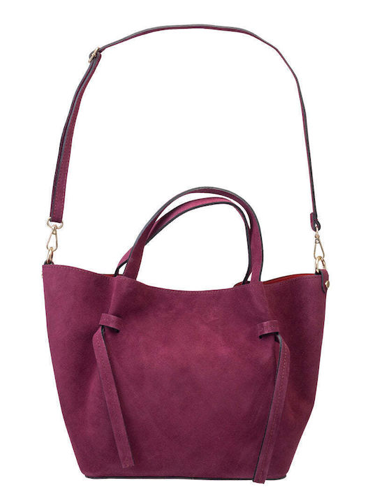 Geantă de Mână din Piele pentru Femei Suede Plum