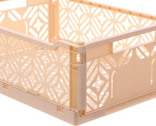 Children's Storage Box Foldable Plastic A-s Crate Beige 40x30x15cm