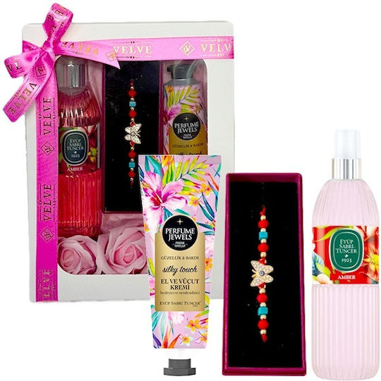 Pachet Beauty 150ml Eyup Sabri-tuncer Eau de Cologne 50ml Eyup Sabri-tuncer Cremă de Mâini și Corp Săpun Trandafiri Brățară cu Șnur În Cutie Cadou Roz