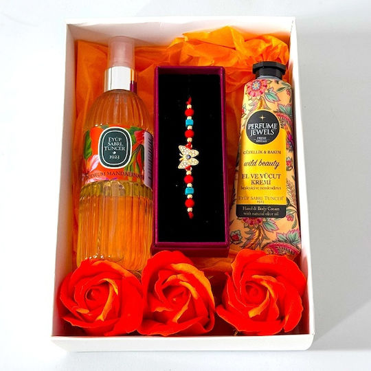 Pachet Beauty 150ml Eyup Sabri-tuncer Eau De Cologne 50ml Eyup Sabri-tuncer Cremă Pentru Mâini Și Corp Săpun Trandafiri Brățară Șirag În Cutie Cadou Portocaliu
