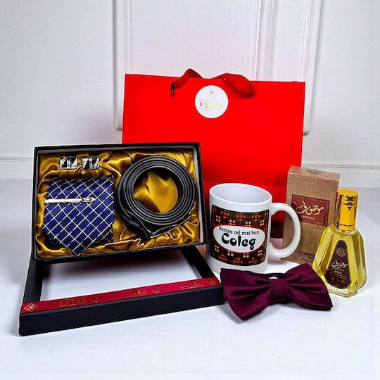 Set Gentleman Pachet Cel Mai Bun Coleg Set Cravată Ac Pin Butoni Curea Cană Personalizată Papion Parfum În Geantă Cadou