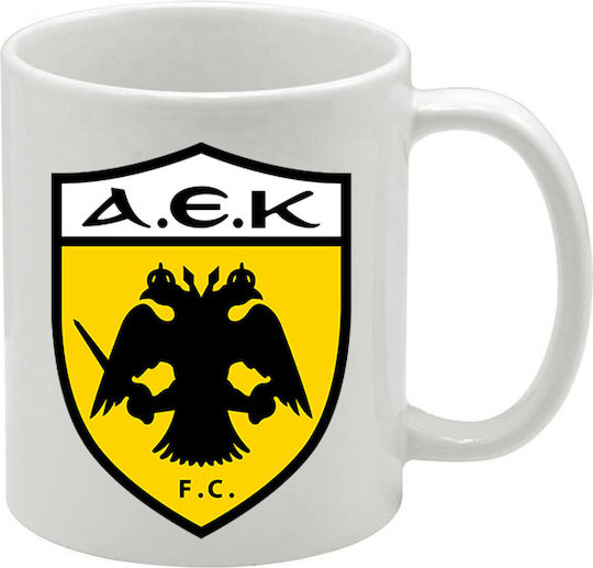 ΑΕΚ Κούπα Κεραμική Λευκή 330ml
