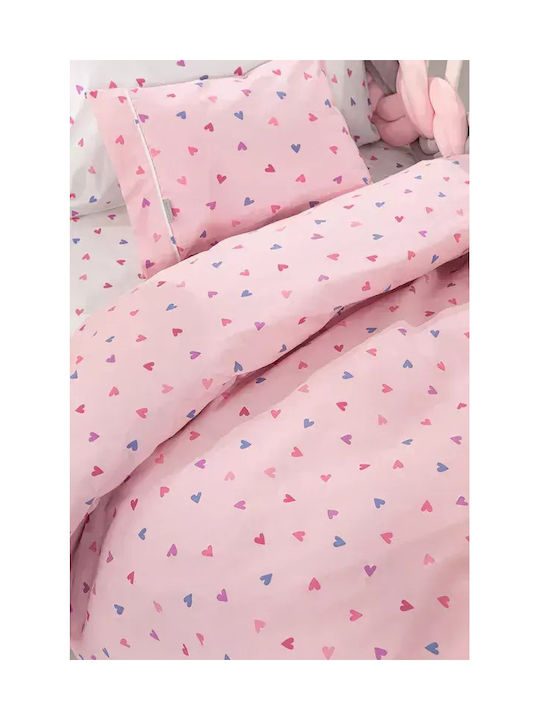 Guy Laroche Set Kids Sheets Cotton Amore Amore Pink 165x250cm 3 Pieces