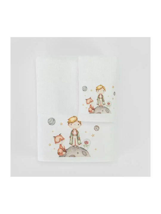 Borea Set of Baby Towels 2pcs Little Prince White 30x50cm