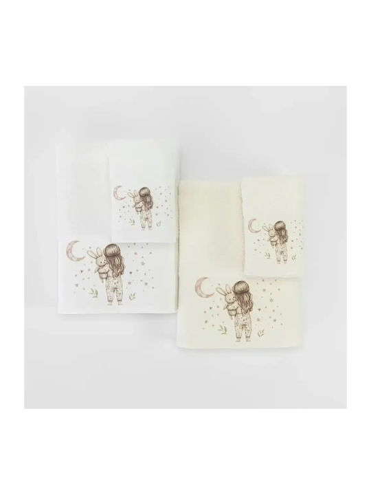 Borea Set Of Baby Towels 2pcs Goodnight White-Rose 30x50cm