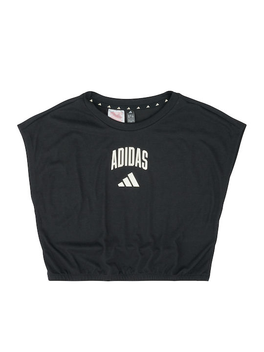 Παιδικό Crop Top Αμάνικο Black/off White