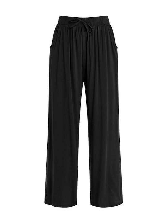 Celestino Women's Pantaloons Cotton Monochrome Loose Fit Black