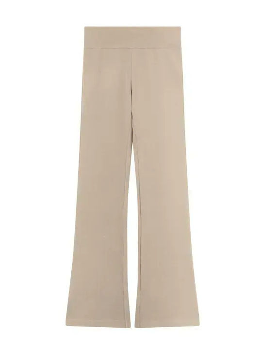 Damen Stoffhose Ausgestellt mit Gummiband Beige