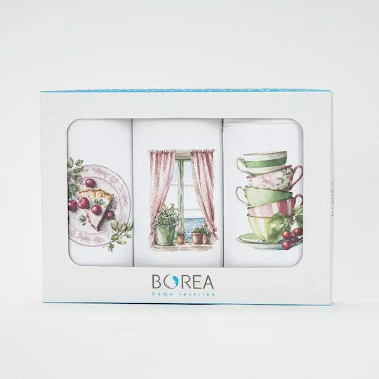 Borea Cherries Ποτηρόπανο σε Λευκό Χρώμα 50x70cm 3τμχ Borea Cherries Ποτηρόπανο σε Λευκό Χρώμα 50x70cm 3τμχ