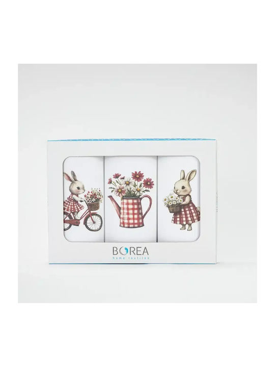 Borea Picnic Ποτηρόπανο σε Λευκό Χρώμα 50x70cm 3τμχ