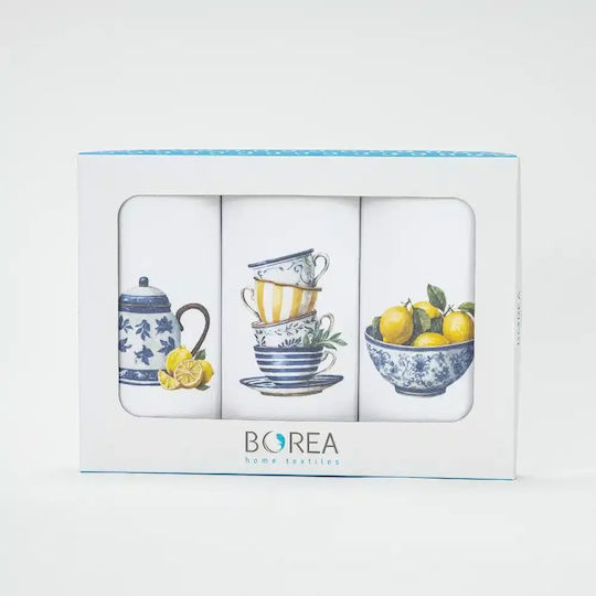 Borea Lemons Ποτηρόπανο σε Λευκό Χρώμα 50x70cm 3τμχ Borea Lemons Ποτηρόπανο σε Λευκό Χρώμα 50x70cm 3τμχ